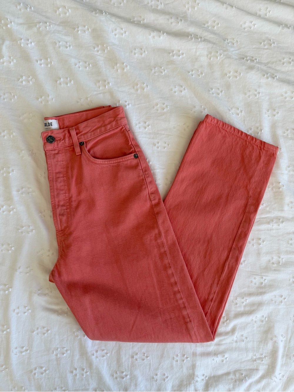 Agolde Coral Orange High-Waist Straight Jeans